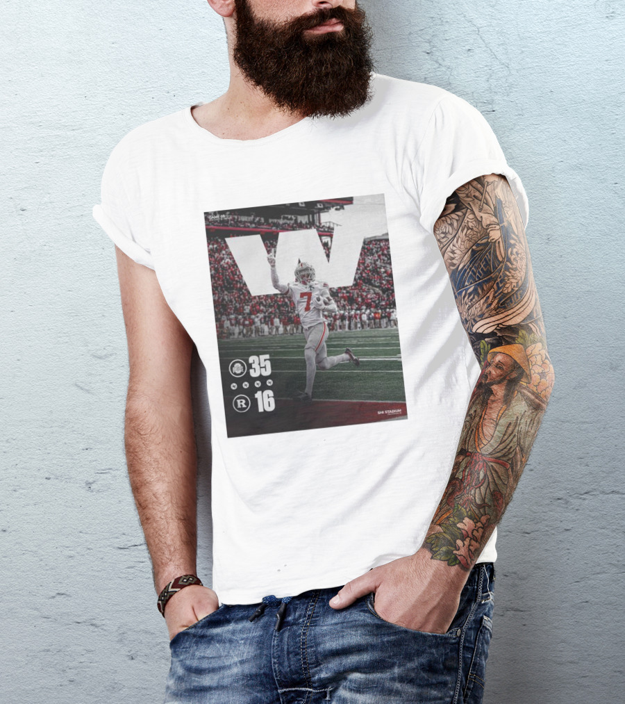 Ohio State 35-16 Rutgers Nov 4 SHI Stadium Victory Football T-Shirt