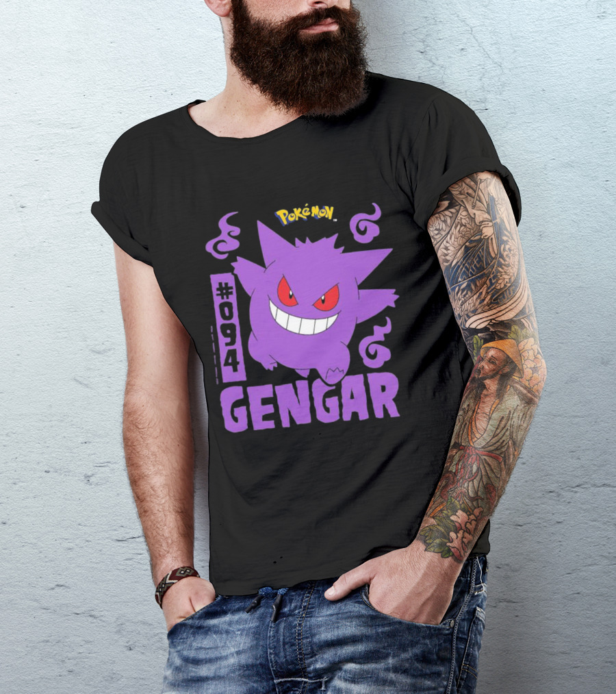 Pokémon #094 Gengar With Iconic Design And Purple T-Shirt