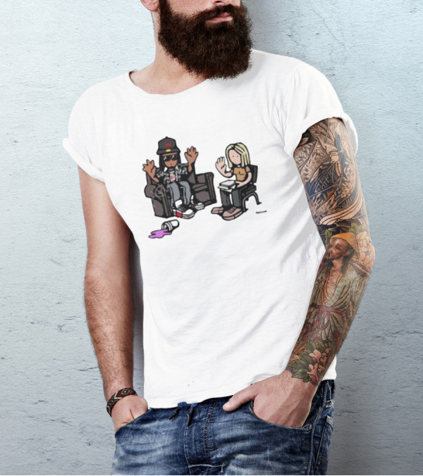 Cartoon Lil Wayne Interview Scene With Spilled Cup T-Shirt
