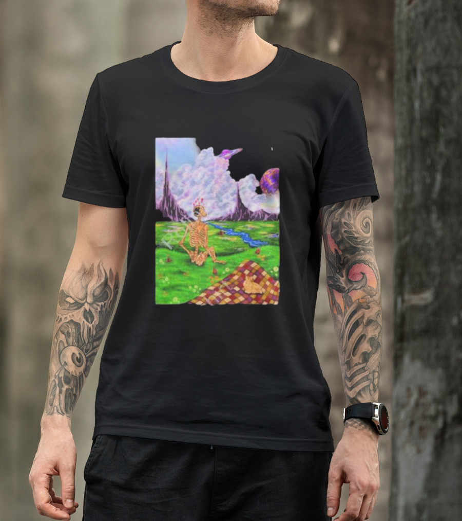 Soulosaint My Sanctuary Cosmic Landscape Skeleton Picnic Blanket T-Shirt
