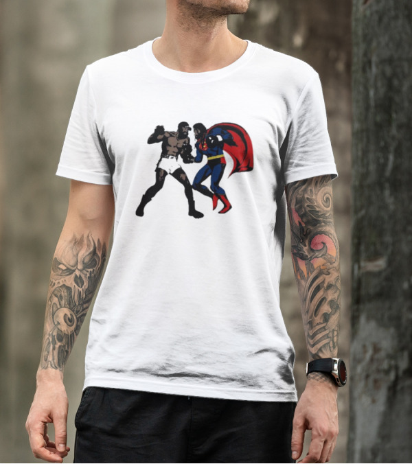 Superman Vs Muhammad Ali Iconic Showdown Classic Battle T-Shirt