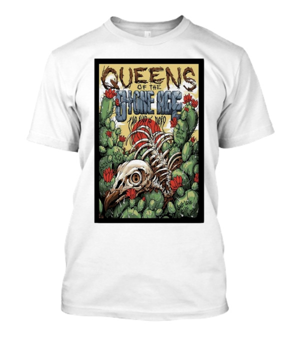 Queens Of The Stone Age The Evil Has Landed Tour Desert Cactus Skeleton T-Shirt