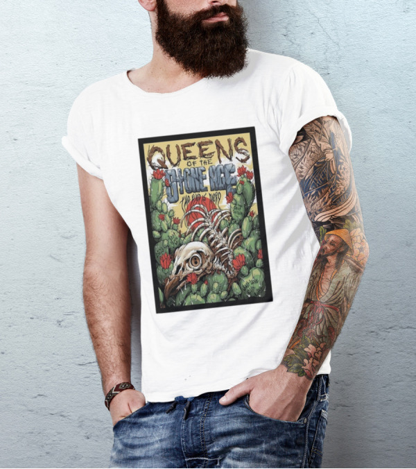 Queens Of The Stone Age The Evil Has Landed Tour Desert Cactus Skeleton T-Shirt
