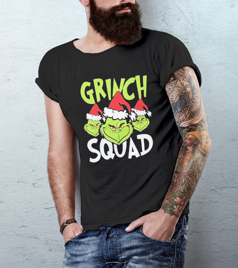 Grinch Squad Christmas Santa Hat Trio T-Shirt