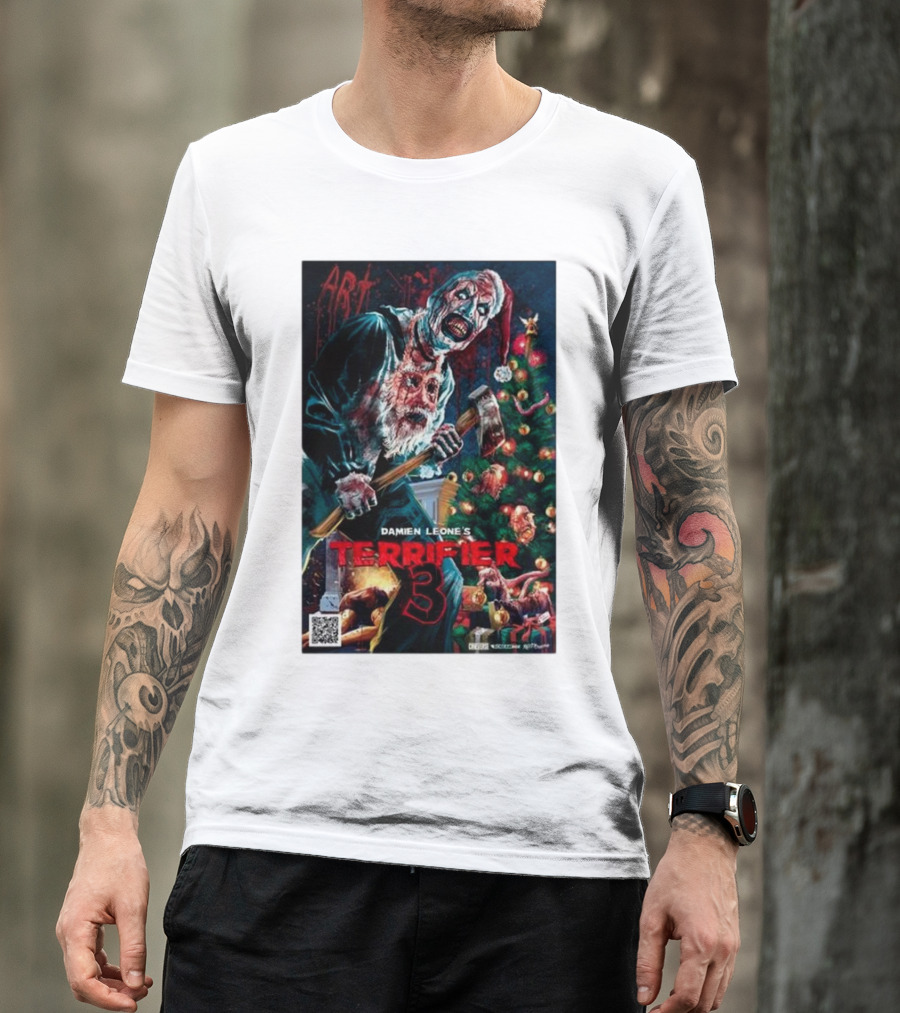 Damien Leone's Terrifier 3 Art Christmas Horror T-Shirt