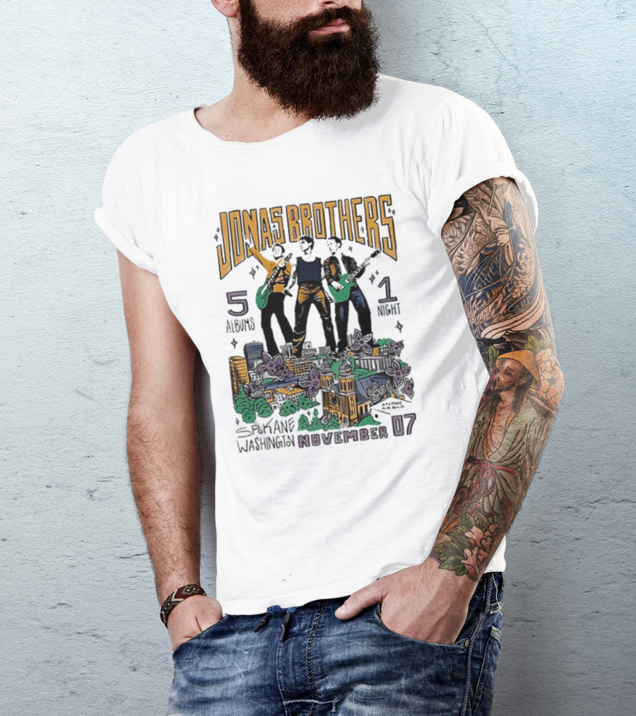 JONAS BROTHERS 5 ALBUMS 1 NIGHT SPOKANE WASHINGTON NOVEMBER 07 T-Shirt