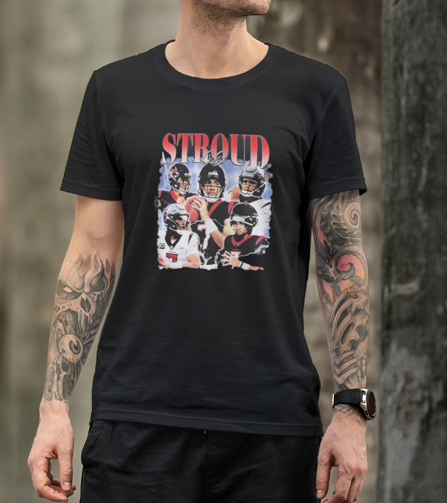 Stroud CJ Football 90s Style Houston NFL Quarterback Vintage Images T-Shirt