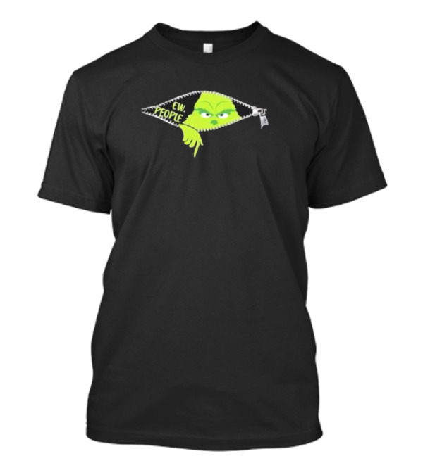 Women’s Ew People Grinch Christmas Print Hooded Zipper T-Shirt
