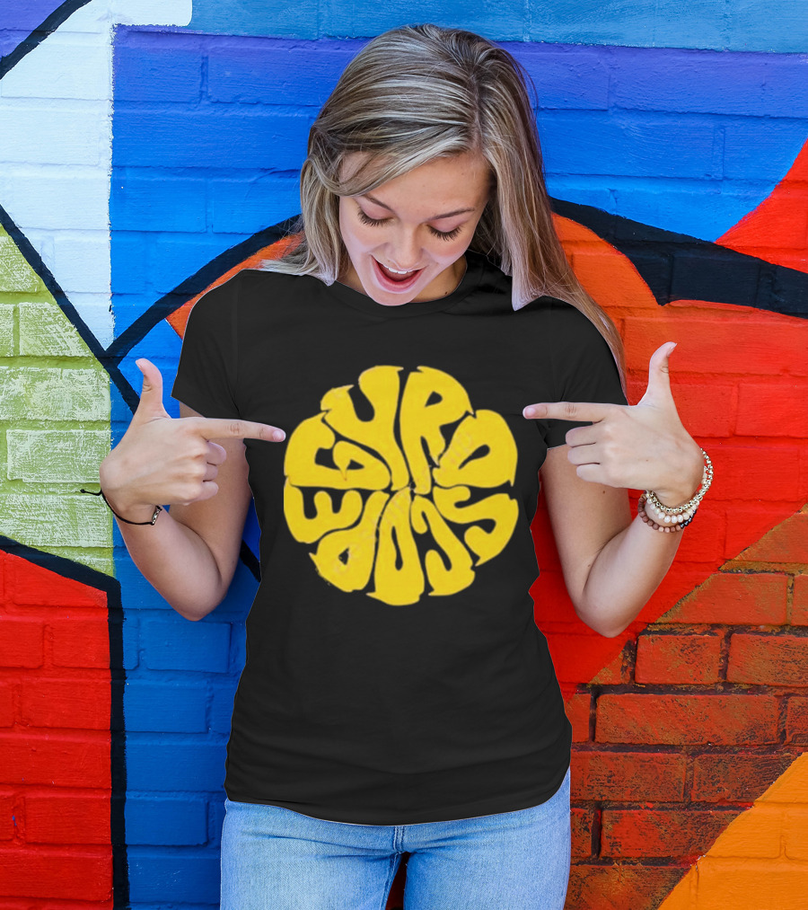 Gyroscope Liquid Logo Yellow Circular Text T-Shirt
