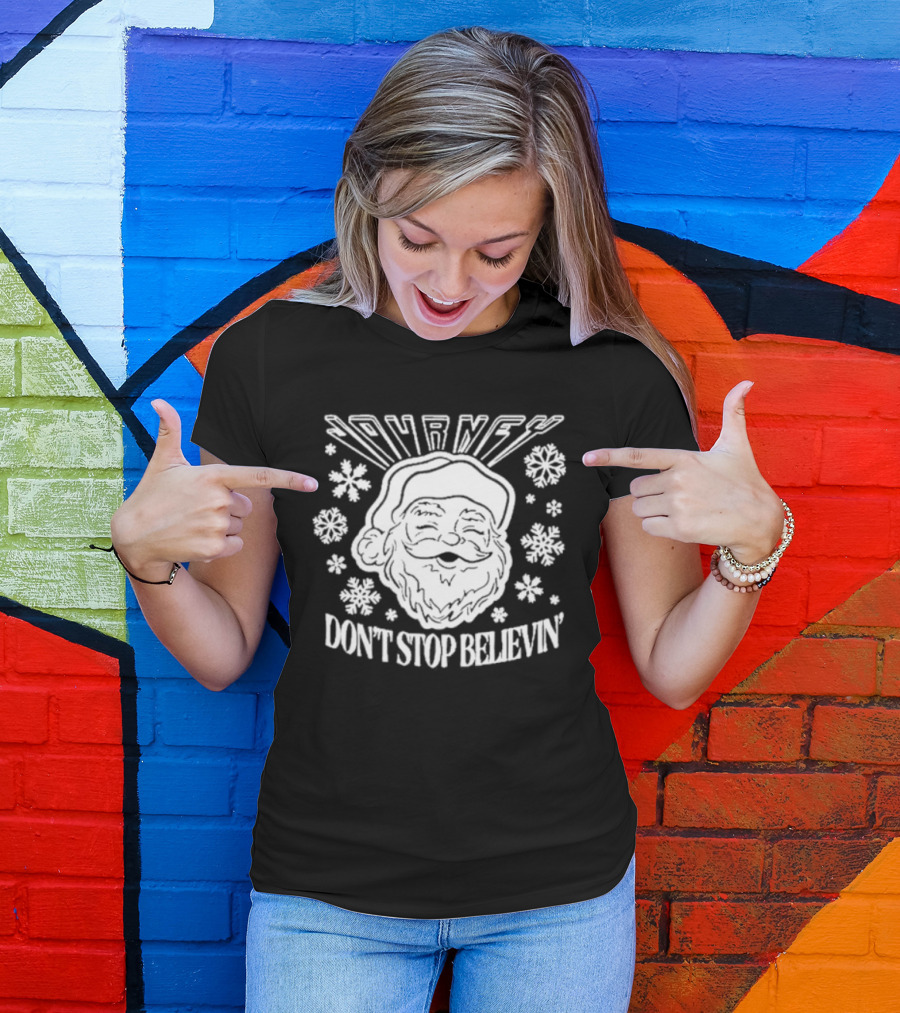 Journey Don't Stop Believin' Christmas Santa Snowflakes T-Shirt