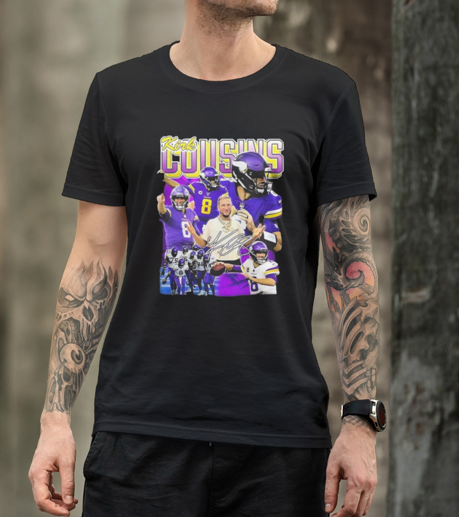 Kirk Cousins Minnesota Vikings Quarterback Number 8 Football Collage T-Shirt