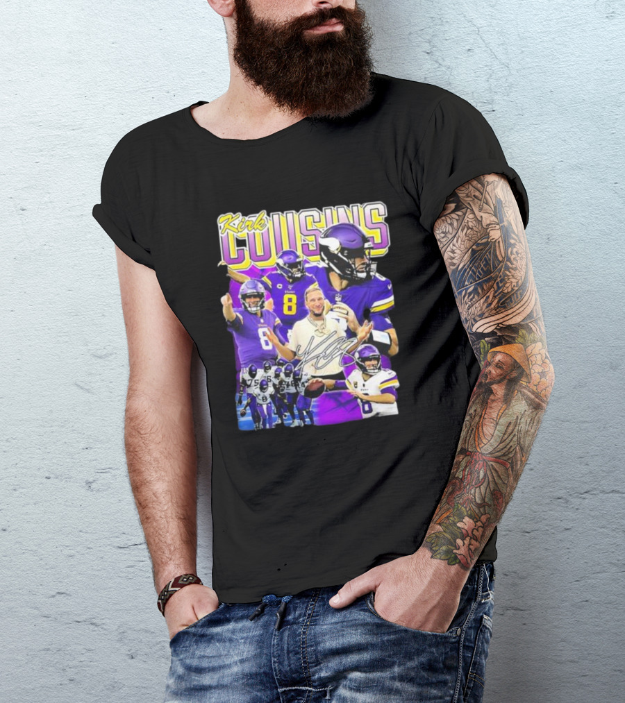 Kirk Cousins Minnesota Vikings Quarterback Number 8 Football Collage T-Shirt