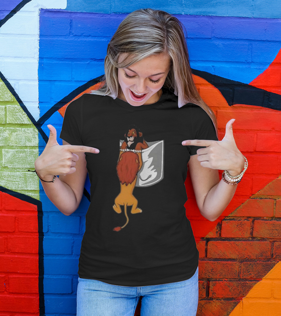 Lion Scar And Mufasa Hanging Pocket T-Shirt