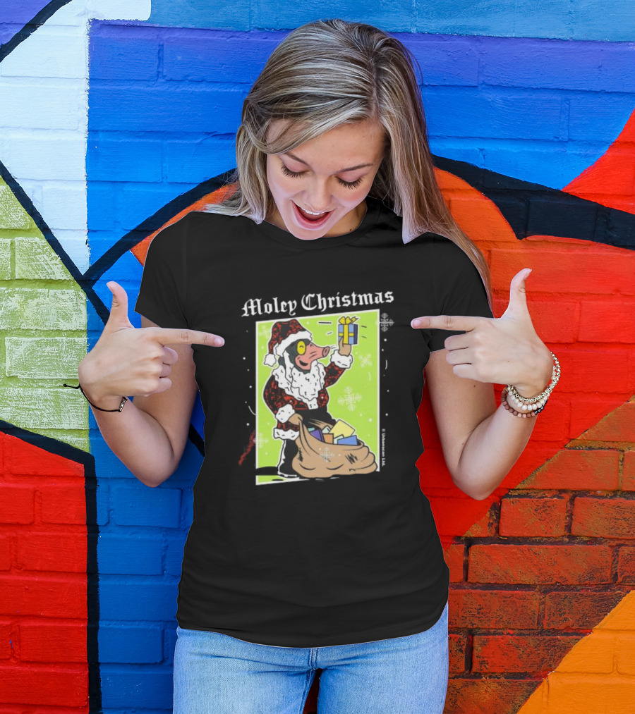 Moley Christmas Santa Mouse Holiday Present T-Shirt