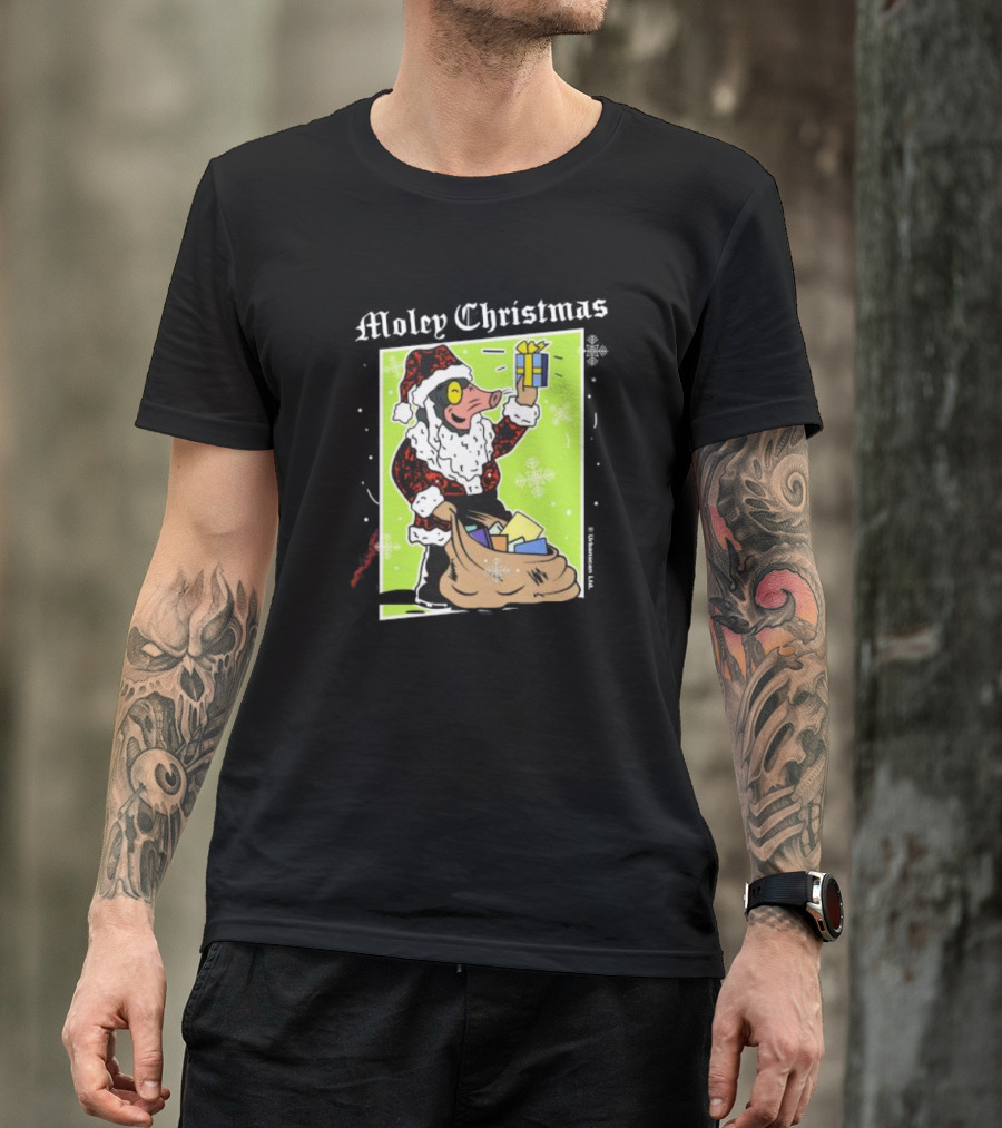 Moley Christmas Santa Mouse Holiday Present T-Shirt