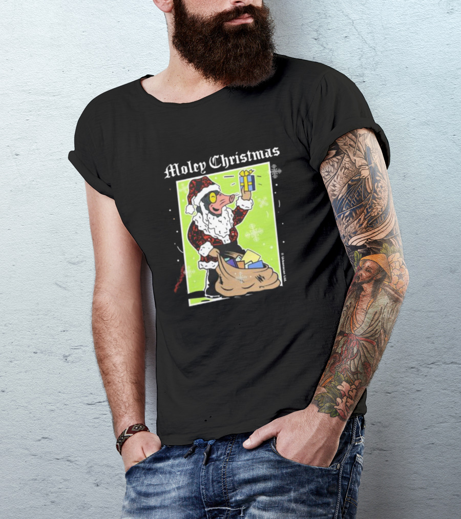 Moley Christmas Santa Mouse Holiday Present T-Shirt
