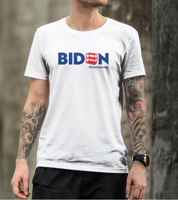BIDEN Empty Shelves Joe Hashtag Symbolic Red Shelves Replacement T-Shirt