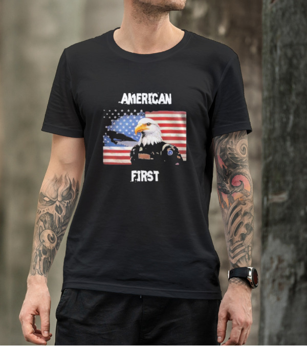 American Eagle Soldier American First US Flag Patriotic T-Shirt
