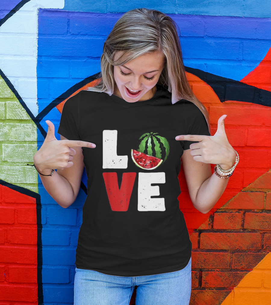 LOVE Watermelon Slice Typography T-Shirt
