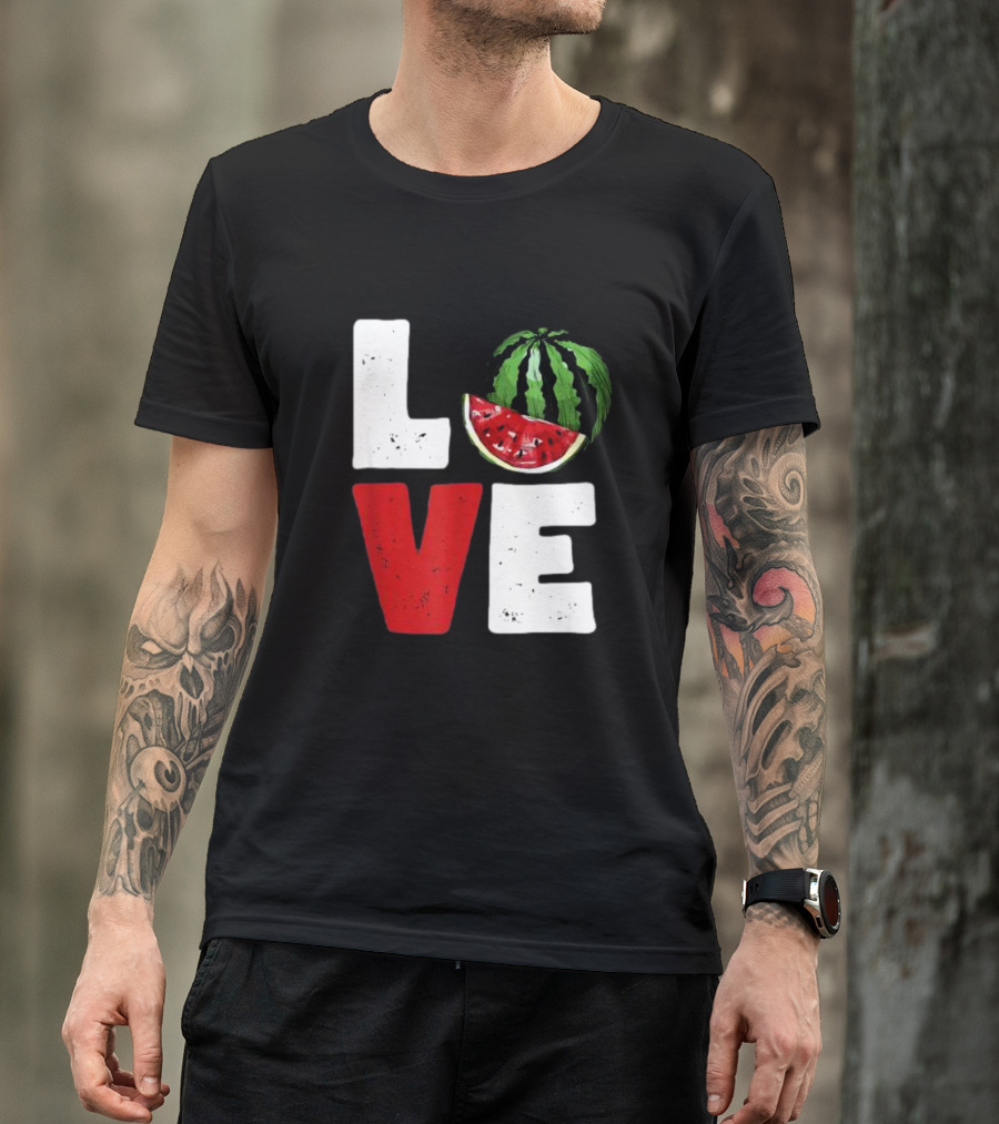 LOVE Watermelon Slice Typography T-Shirt