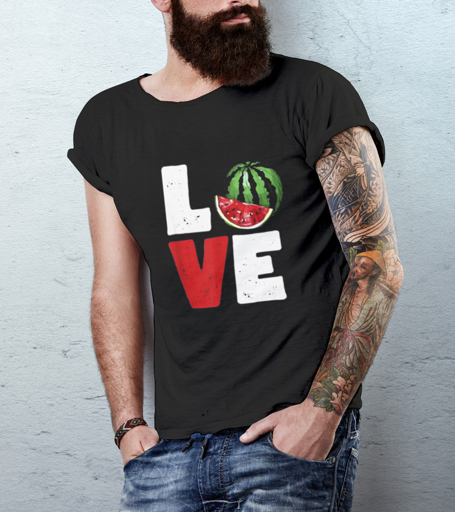 LOVE Watermelon Slice Typography T-Shirt