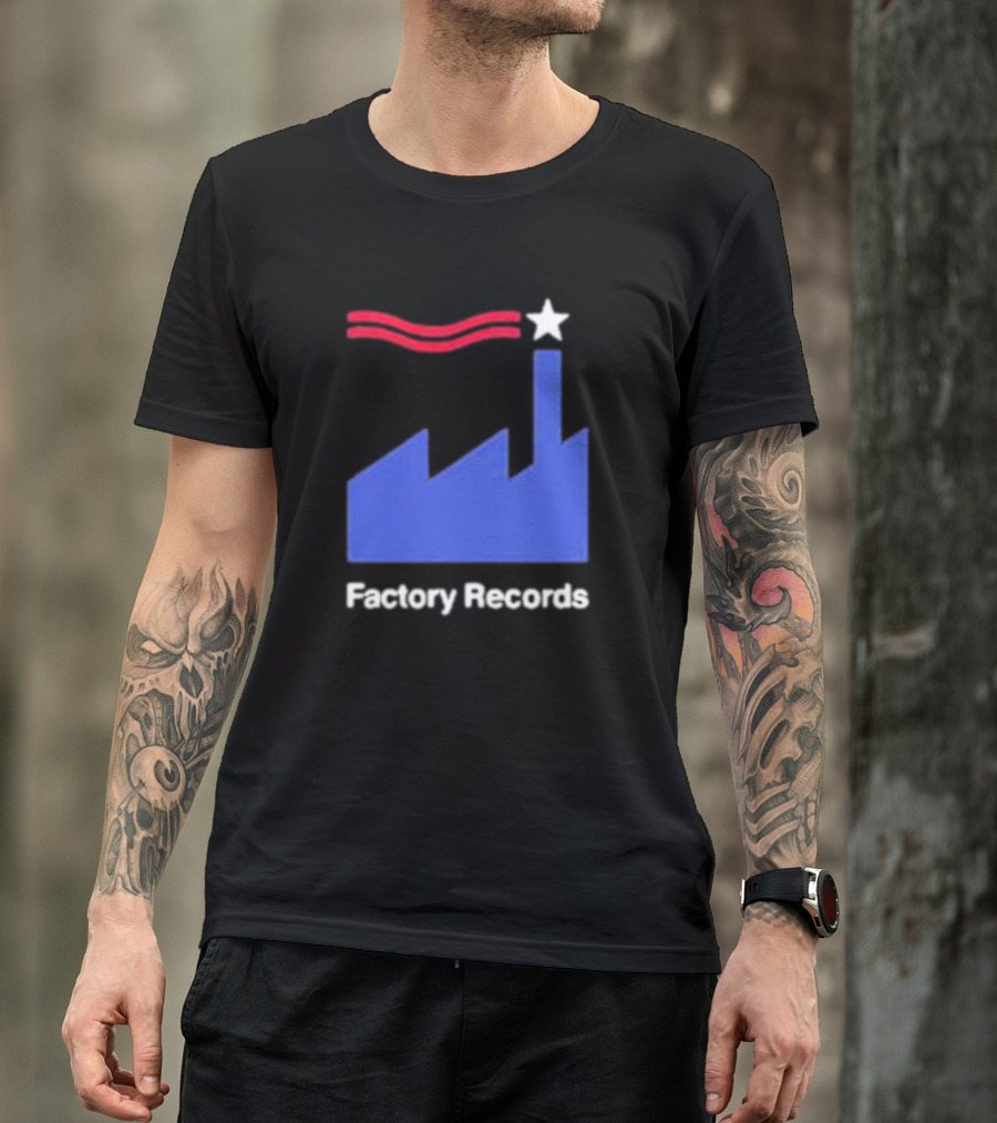 Factory Records Iconic Logo With Star And Stripes Factory T-Shirt