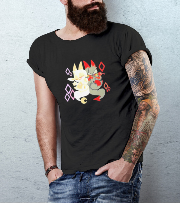 Buzzfeed Chikn Nuggit Devil And Angel Characters With Colorful Diamond T-Shirt
