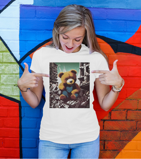 Nordacious Ceasefire Now Teddy Bear Amidst Ruins T-Shirt