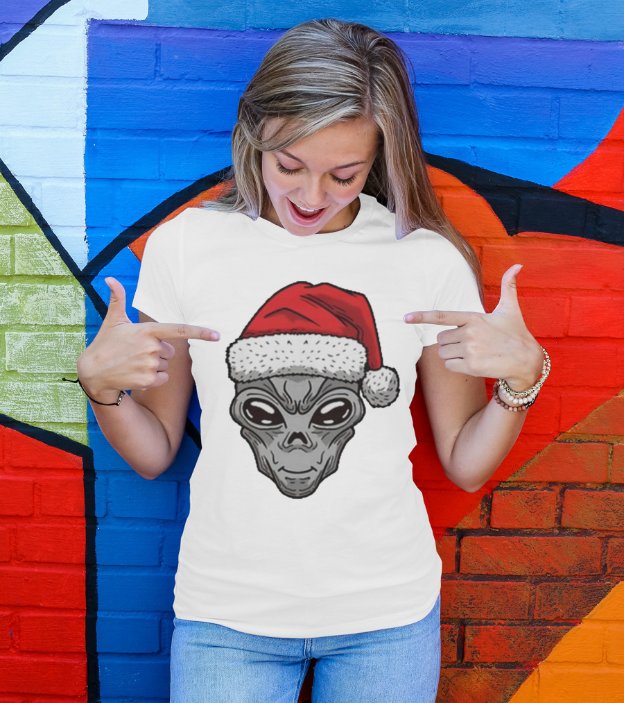 Santa Hat Alien Xmas T-Shirt