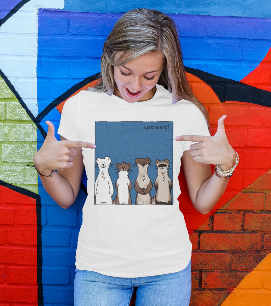 Weasel Quartet Cartoon Art Featuring Four Cute Mustelids T-Shirt