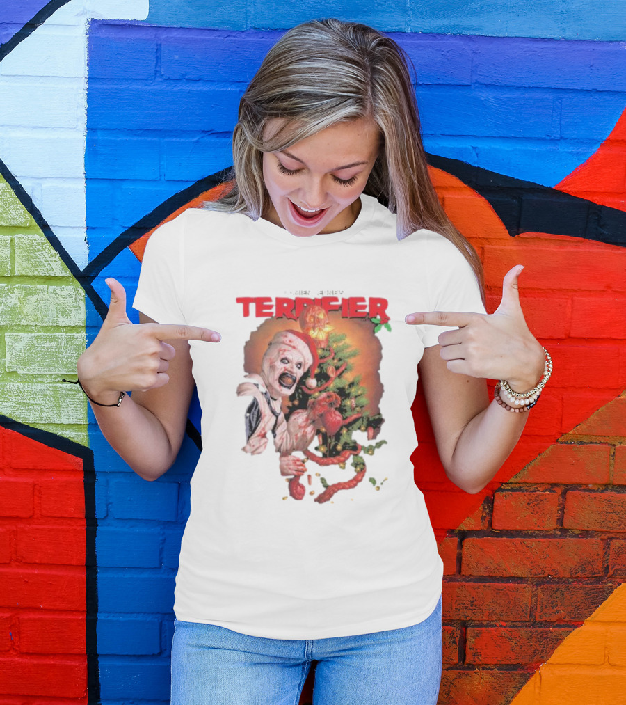 Damien Leone Terrifier Christmas Horror Santa With Christmas Tree T-Shirt