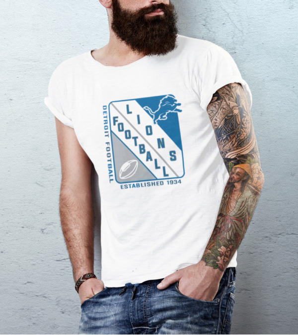 Detroit Lions Football Shield Established 1934 Iconic T-Shirt