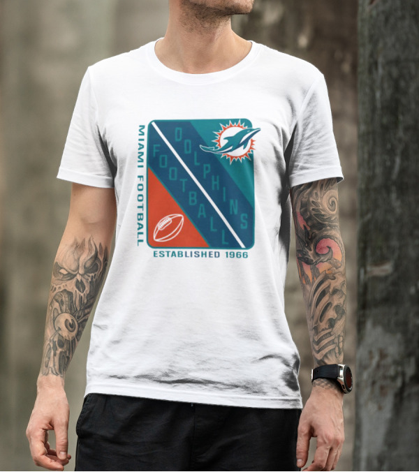 Miami Dolphins Football Established 1966 Logo Shield T-Shirt