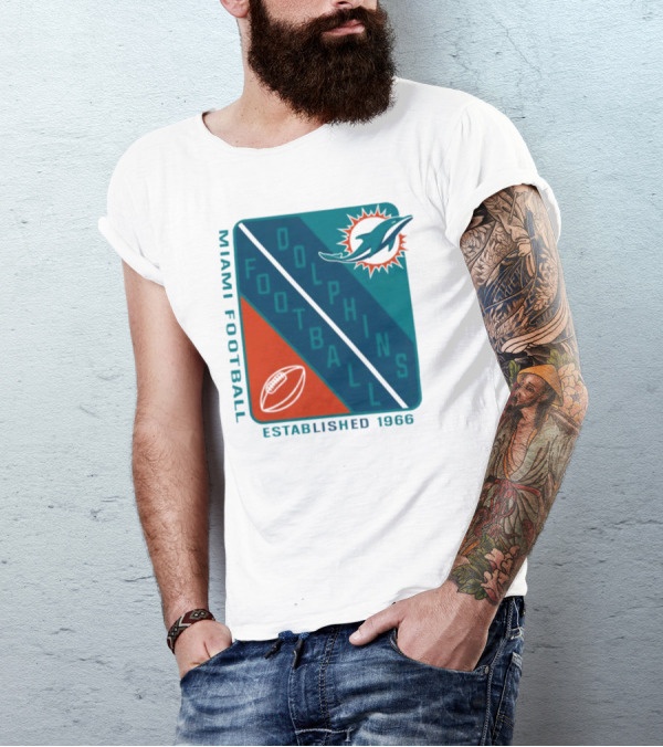 Miami Dolphins Football Established 1966 Logo Shield T-Shirt