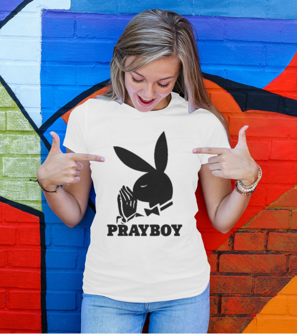 PRAYBOY Bunny Image With Hands In Prayer Iconic Reference T-Shirt