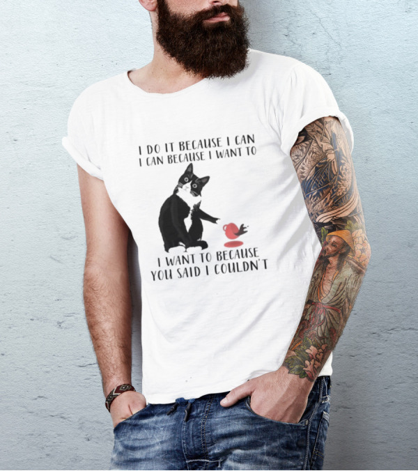 I Do It Because I Can I Can Because I Want To I Want To Because You Said I Couldn't Cat And Yarn T-Shirt