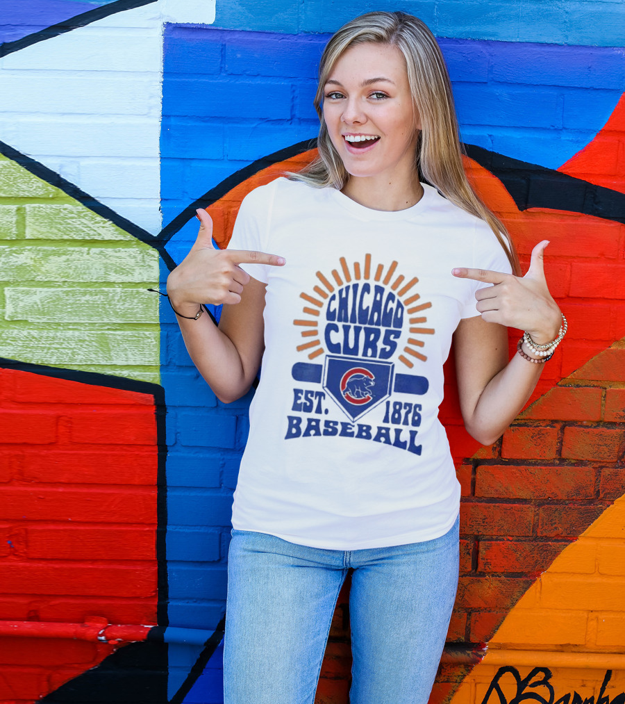 Chicago Cubs Youth Est. 1876 Baseball Sun Burst T-Shirt