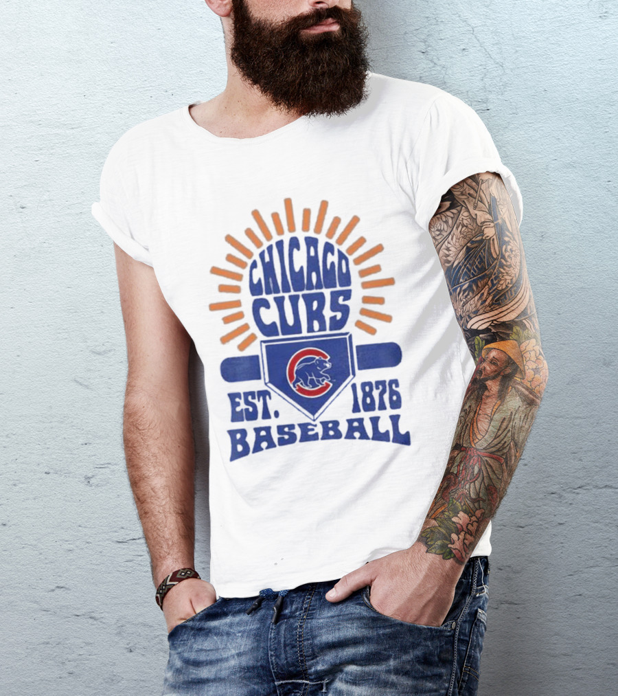 Chicago Cubs Youth Est. 1876 Baseball Sun Burst T-Shirt