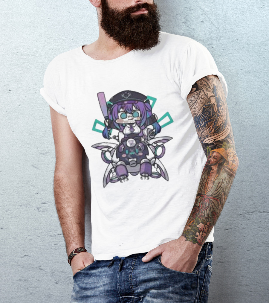 Lewd Cadet Chibi Friendship Purple Robot Companion T-Shirt