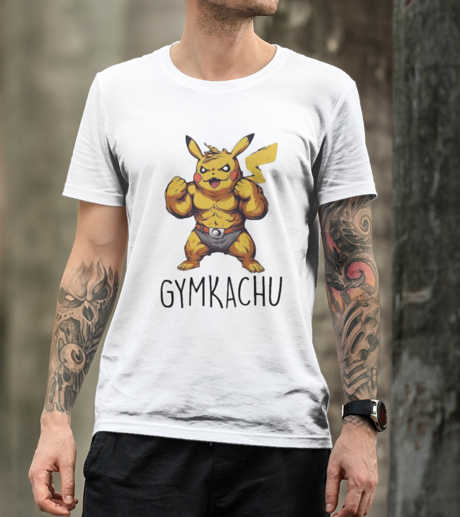 Pikachu Gymkachu Bodybuilder Fitness Pokémon T-Shirt