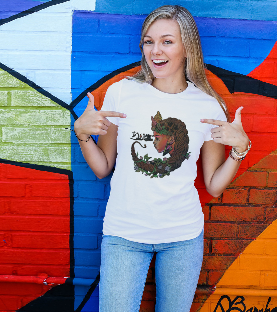 Sa-roc Wild Seeds Braided Hair Floral T-Shirt
