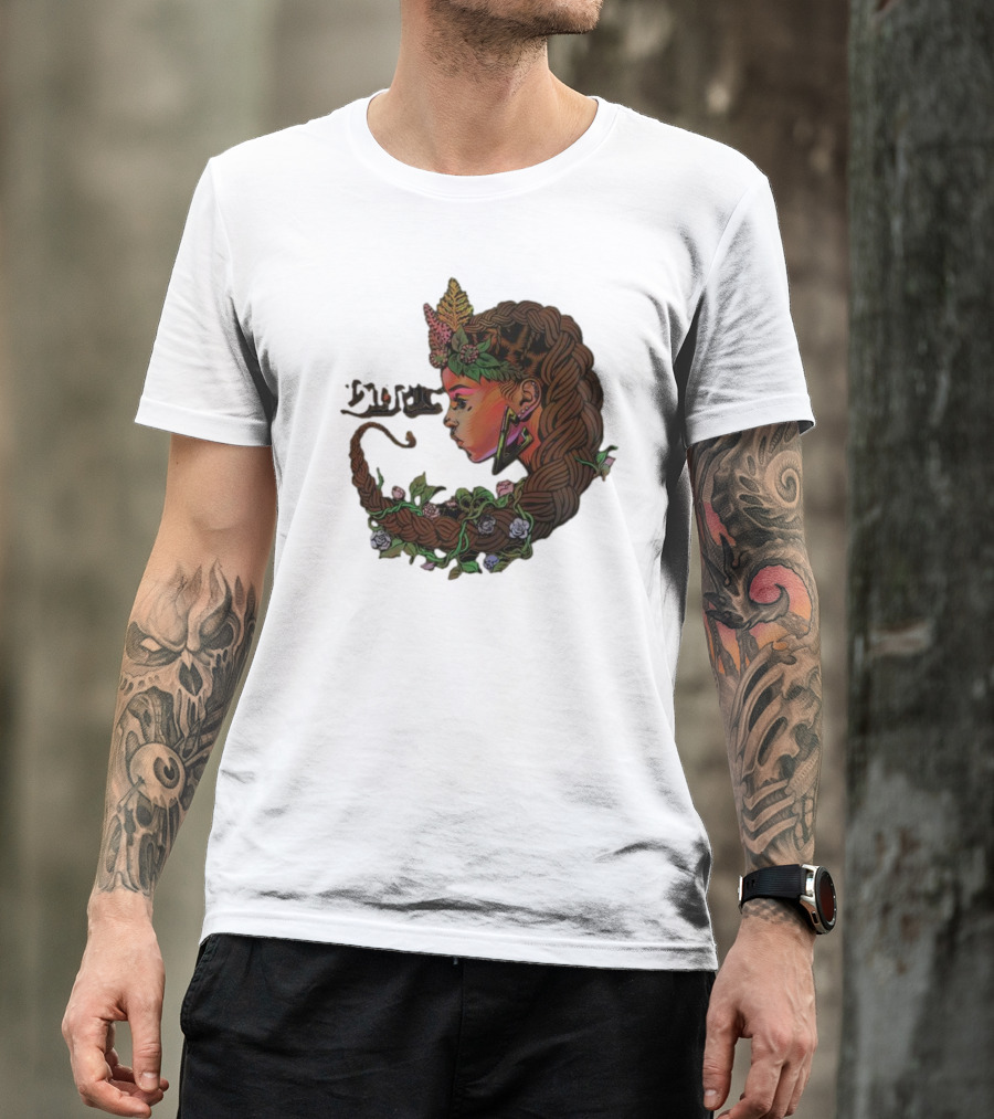 Sa-roc Wild Seeds Braided Hair Floral T-Shirt