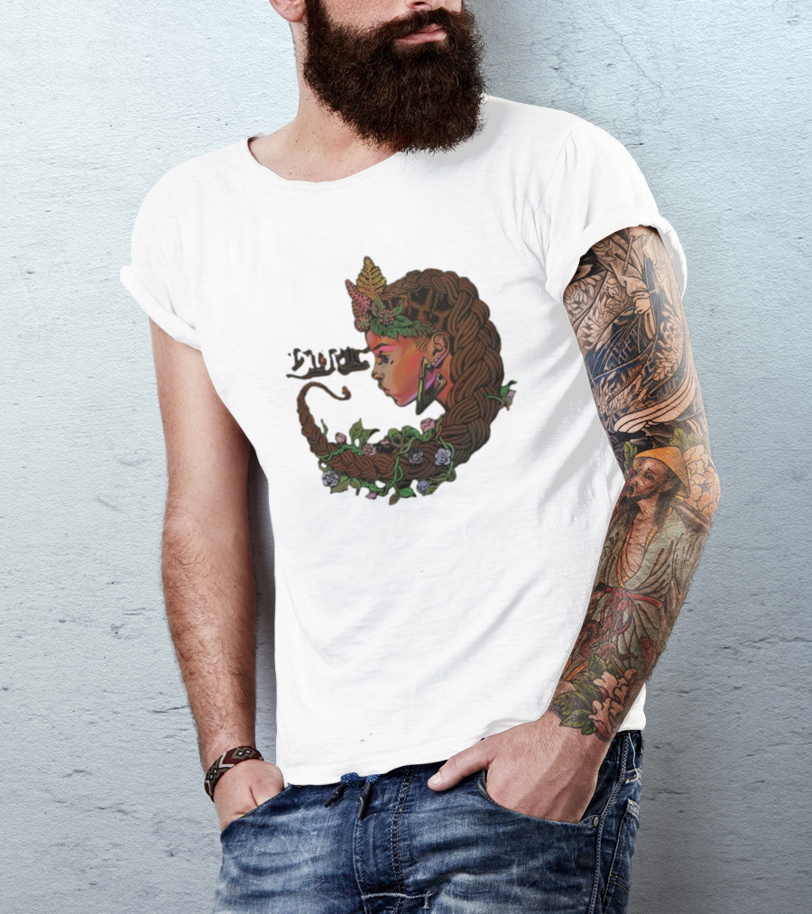 Sa-roc Wild Seeds Braided Hair Floral T-Shirt