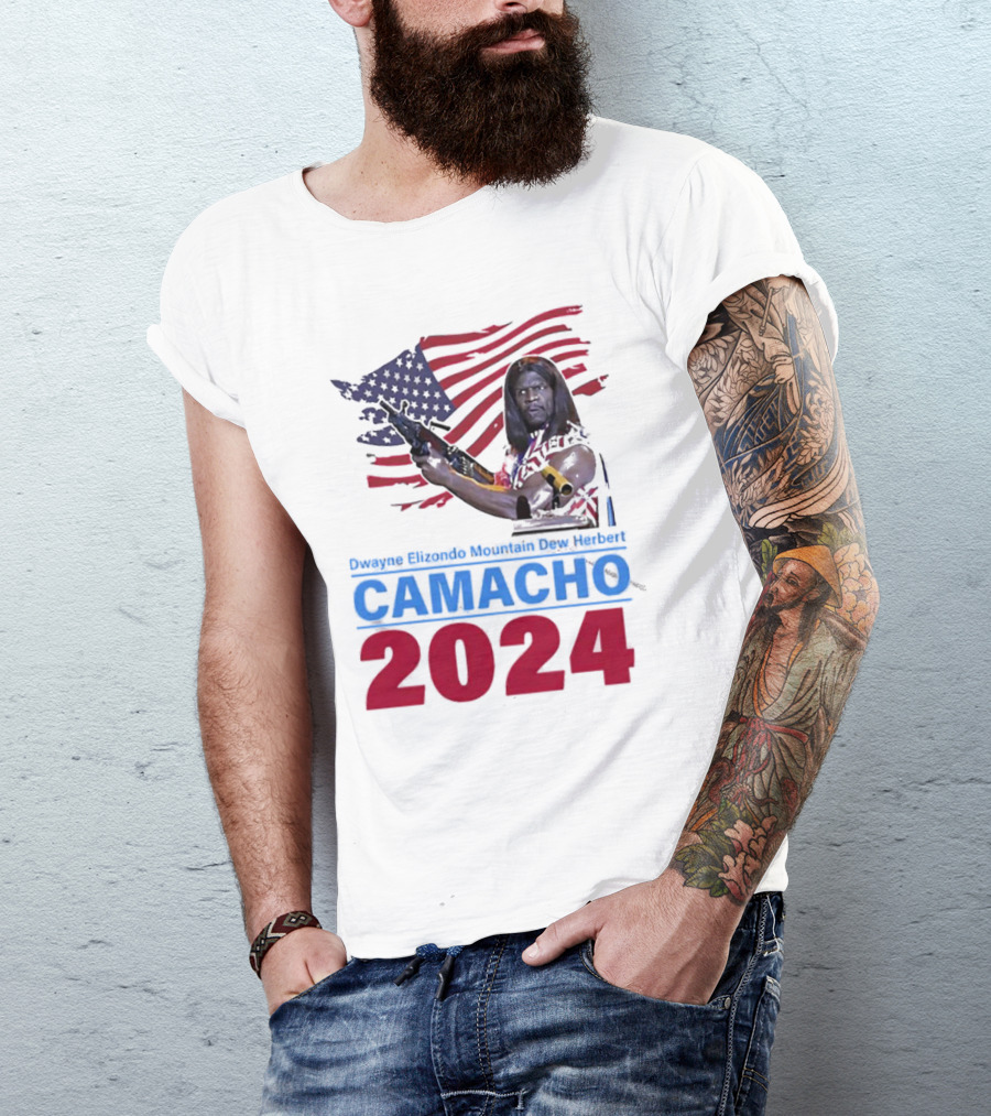 Dwayne Elizondo Mountain Dew Herbert Camacho 2024 American Flag And Gun T-Shirt