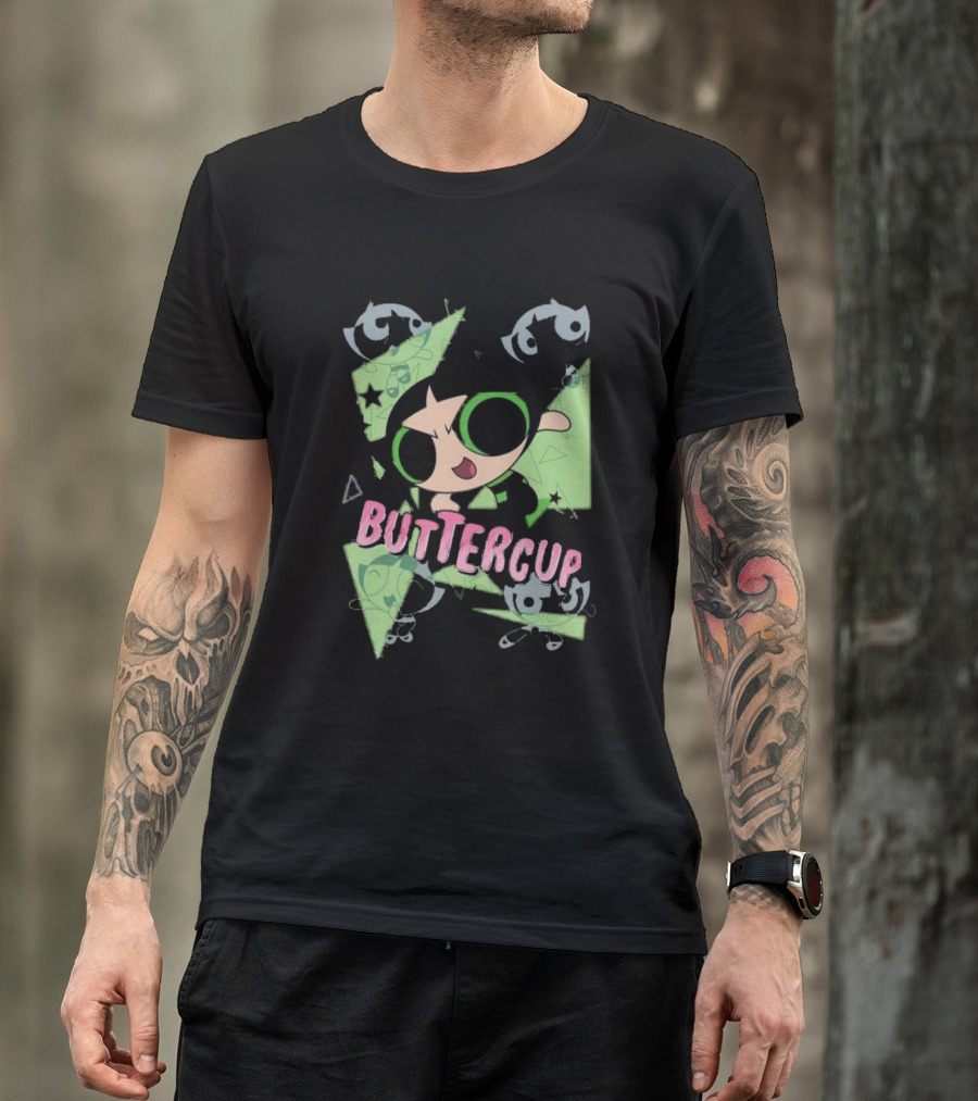 Powerpuff Girls Buttercup Moves CN Text And Symbols T-Shirt