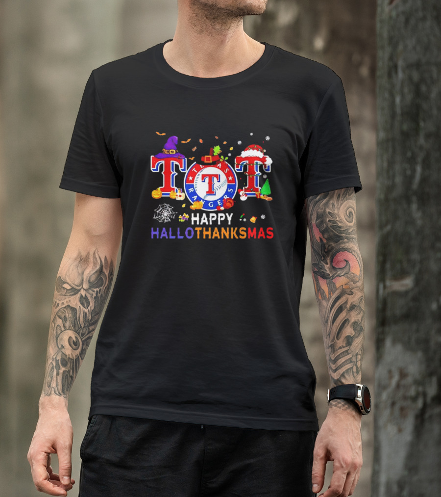 Texas Rangers Happy HalloThanksMas Holiday T-Shirt