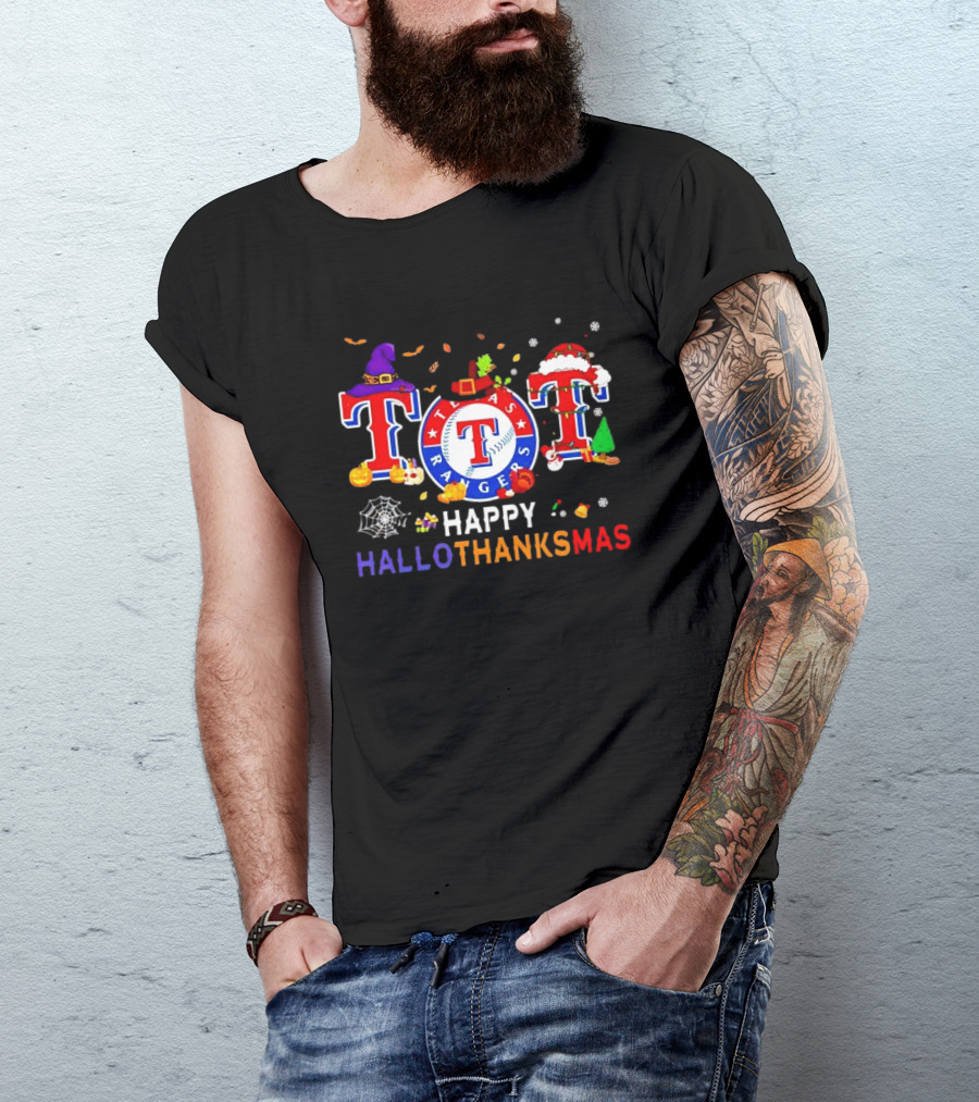 Texas Rangers Happy HalloThanksMas Holiday T-Shirt