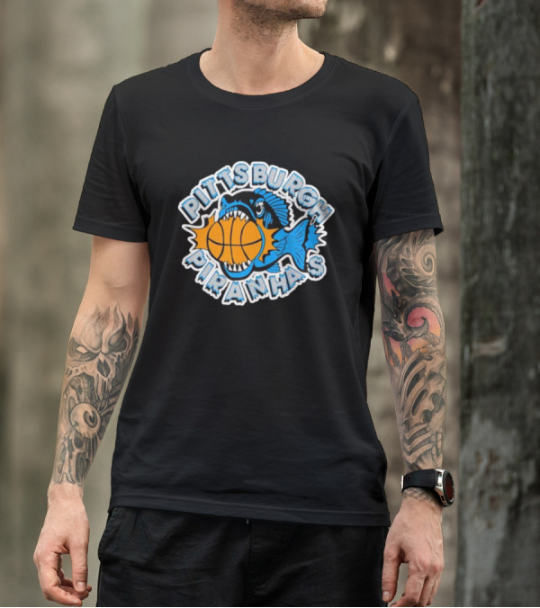 Pittsburgh Piranhas Basketball Team Logo Fish With Ball T-Shirt