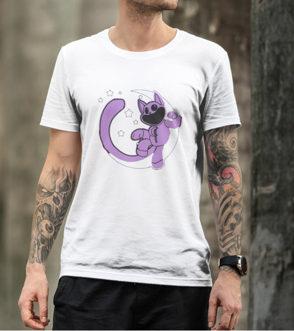 Poppyplaytime Catnap Moon Cute Starry Cartoon T-Shirt