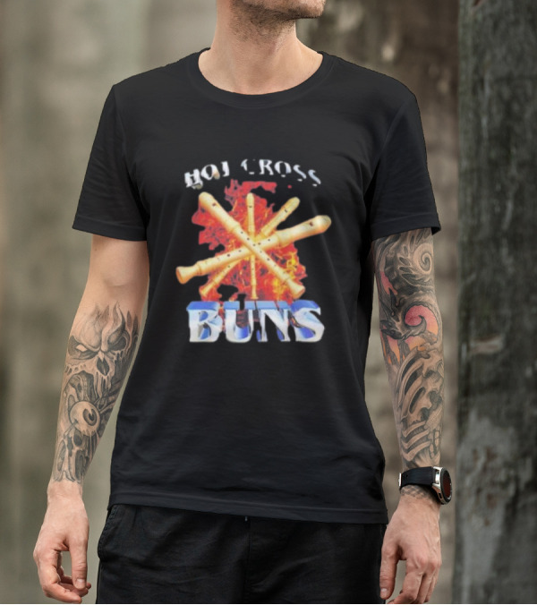 HOT CROSS BUNS Recorders Flame Crossed T-Shirt